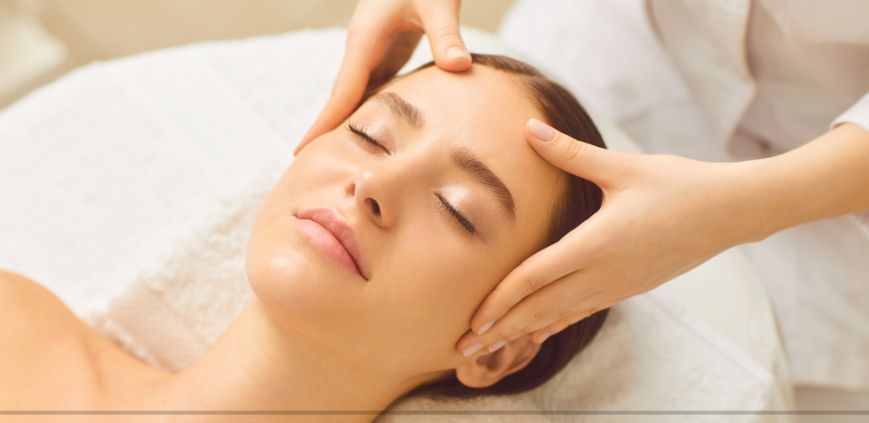 A woman getting a facial.