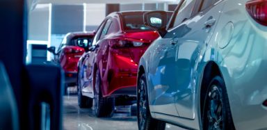 Brand new cars parked in a dealership
